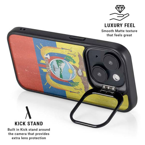 Ecuador Flag Distressed iPhone 13 Kickstand Case